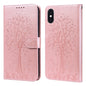 Tree & Deer Pattern Pressed Printing Horizontal Flip Leather Phone Case, For iPhone 13, For iPhone X / XS, For iPhone XR