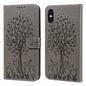 Tree & Deer Pattern Pressed Printing Horizontal Flip Leather Phone Case, For iPhone 13, For iPhone X / XS, For iPhone XR