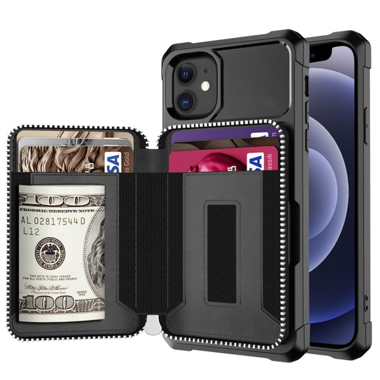 Zipper Wallet Card Bag PU Back Case, For iPhone 12 mini, For iPhone 12 / 12 Pro, For iPhone 12 Pro Max, For iPhone 11 Pro, For iPhone 11 Pro Max, For iPhone XR, For iPhone XS Max, For iPhone SE 2022 / SE 2020 / 7 / 8 / 6 / 6s���������������������������...