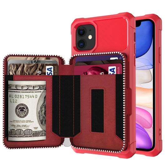 Zipper Wallet Card Bag PU Back Case, For iPhone 11, For iPhone X / XS