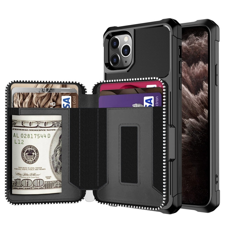 Zipper Wallet Card Bag PU Back Case, For iPhone 12 mini, For iPhone 12 / 12 Pro, For iPhone 12 Pro Max, For iPhone 11 Pro, For iPhone 11 Pro Max, For iPhone XR, For iPhone XS Max, For iPhone SE 2022 / SE 2020 / 7 / 8 / 6 / 6s���������������������������...