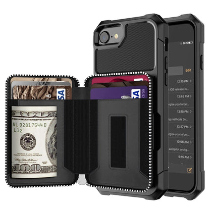 Zipper Wallet Card Bag PU Back Case, For iPhone 12 mini, For iPhone 12 / 12 Pro, For iPhone 12 Pro Max, For iPhone 11 Pro, For iPhone 11 Pro Max, For iPhone XR, For iPhone XS Max, For iPhone SE 2022 / SE 2020 / 7 / 8 / 6 / 6s���������������������������...