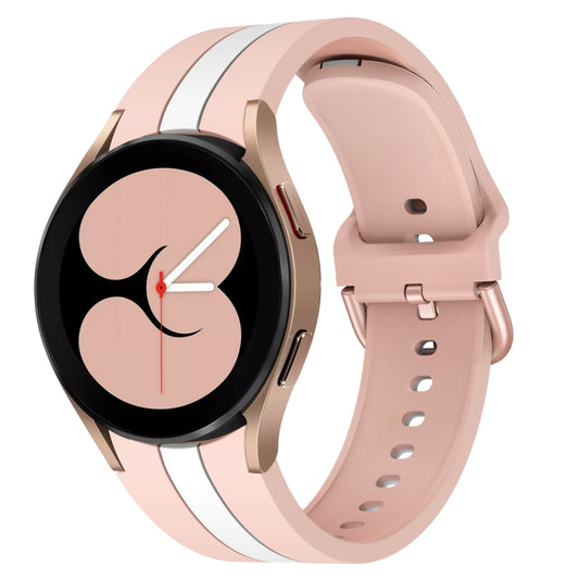 For Samsung Galaxy Watch4 40/44mm / Watch4 Classic 42/46mm Three Vertical Stripes Two-color Silicone Watch Band