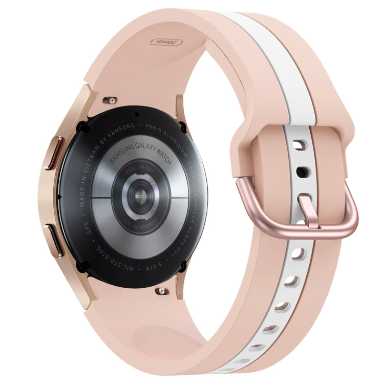 For Samsung Galaxy Watch4 40/44mm / Watch4 Classic 42/46mm Three Vertical Stripes Two-color Silicone Watch Band
