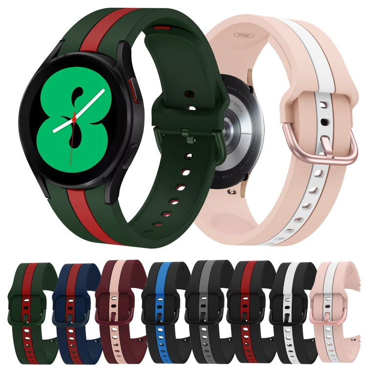 For Samsung Galaxy Watch4 40/44mm / Watch4 Classic 42/46mm Three Vertical Stripes Two-color Silicone Watch Band