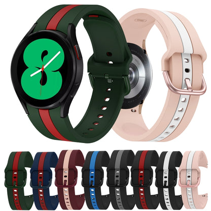 For Samsung Galaxy Watch4 40/44mm / Watch4 Classic 42/46mm Three Vertical Stripes Two-color Silicone Watch Band
