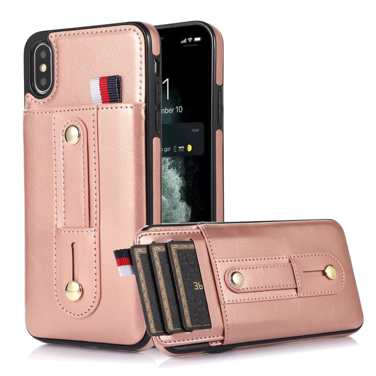 Wristband Kickstand Wallet Leather Phone Case, For iPhone 11 Pro Max, For iPhone X / XS, For iPhone XR, For iPhone XS Max, For iPhone SE 2022 / 2020 / 8 / 7, For iPhone 7 Plus / 8 Plus