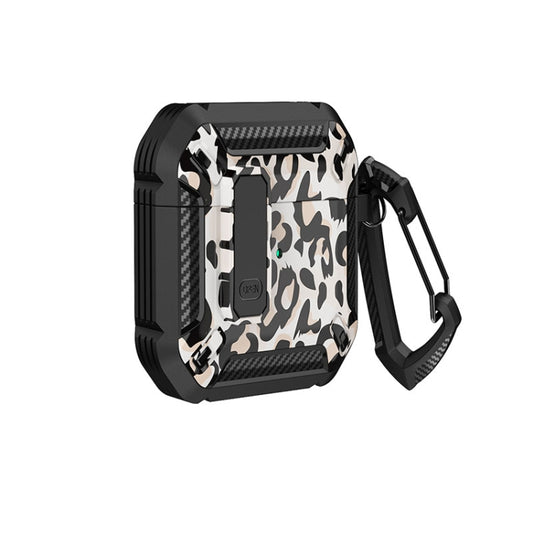 Two-Tone Printed Earphone Case with Switch Lock & Carabiner, For AirPods 1/2, For AirPods Pro, For AirPods 3