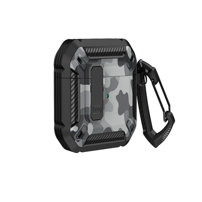Two-Tone Printed Earphone Case with Switch Lock & Carabiner, For AirPods 1/2, For AirPods Pro, For AirPods 3