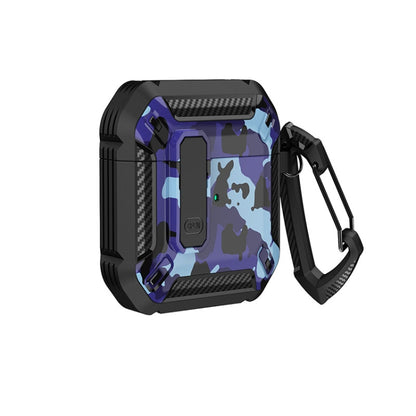 Two-Tone Printed Earphone Case with Switch Lock & Carabiner, For AirPods 1/2, For AirPods Pro, For AirPods 3