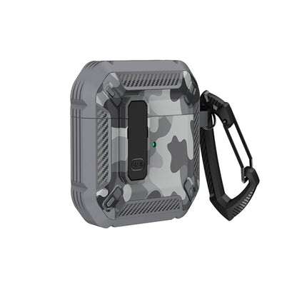 Two-Tone Printed Earphone Case with Switch Lock & Carabiner, For AirPods 1/2, For AirPods Pro, For AirPods 3