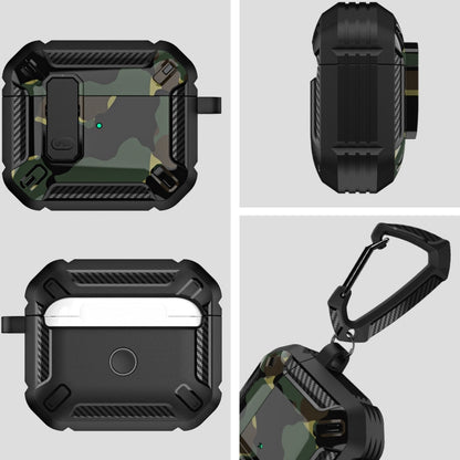 Two-Tone Printed Earphone Case with Switch Lock & Carabiner, For AirPods 1/2, For AirPods Pro, For AirPods 3