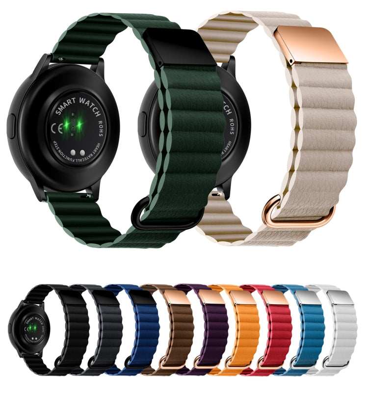 Magnetic Buckle Leather Watch Band