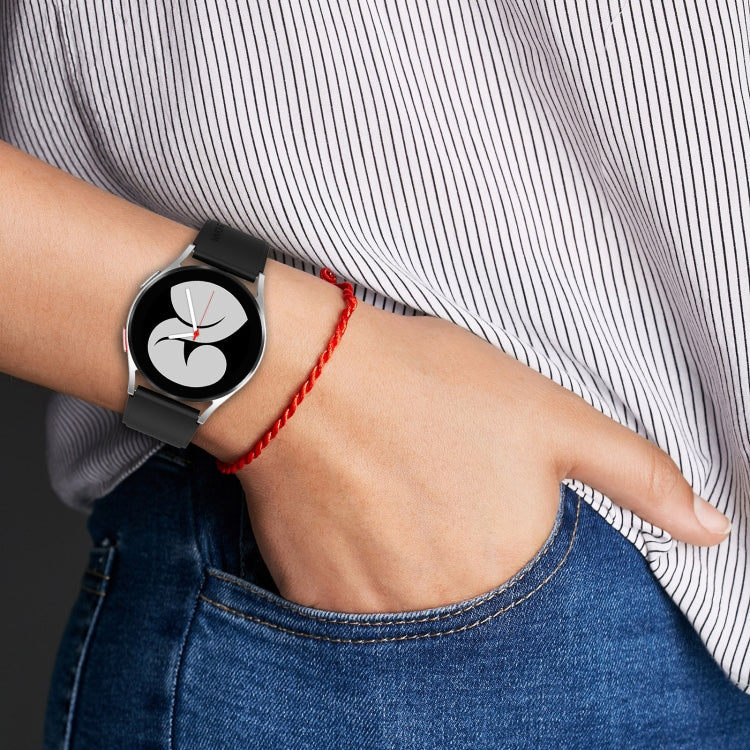 20mm Black Buckle Step Silicone Watch Band