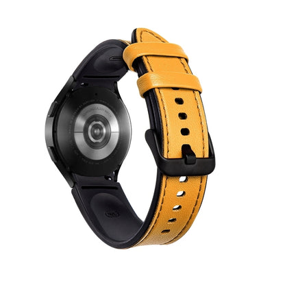 Silicone + Leather Black Buckle Watch Band