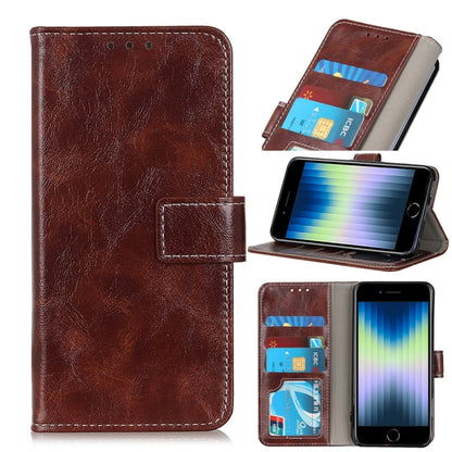 Vintage Crazy Horse PU + + Left and Right Leather Case with Photo Frame & Bracket & Front and Back Buckle, For iPhone SE 2022 / SE 2020
