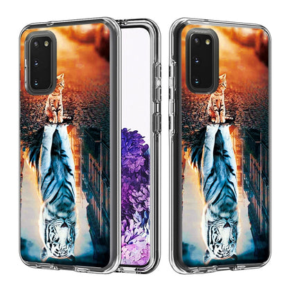 2 In 1 PC + TPU Card Pattern Transparent Protective Case, For Galaxy A01, For Galaxy A21, For Galaxy S20, For Galaxy S20+