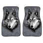 2 in 1 Universal Printing Auto Car Floor Mats Set, 4500GO, Grey Wolf, Black-Yellow Flowers