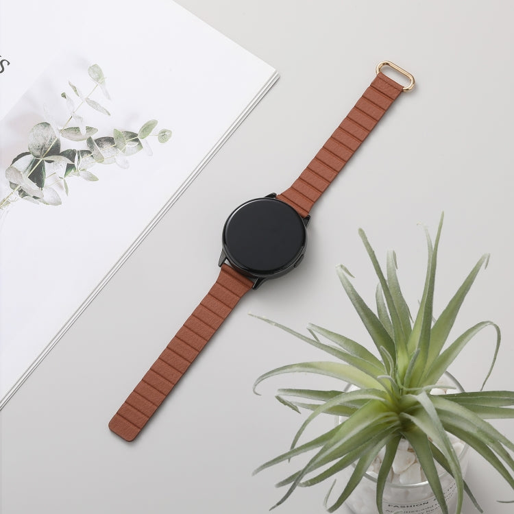 22mm Magnetic Buckle Leather Watch Band