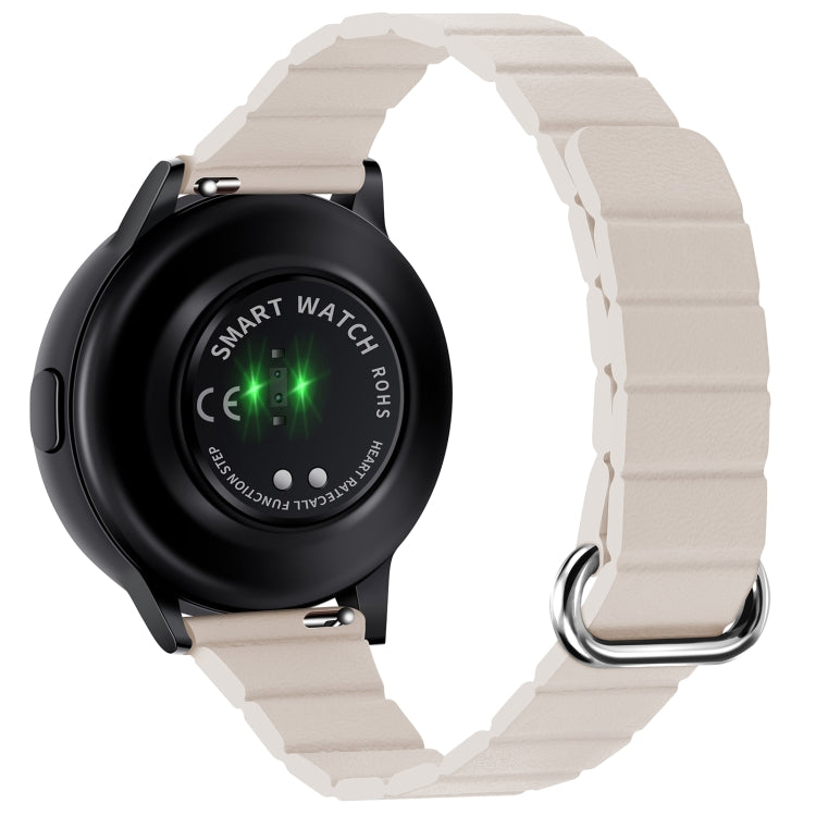 22mm Magnetic Buckle Leather Watch Band