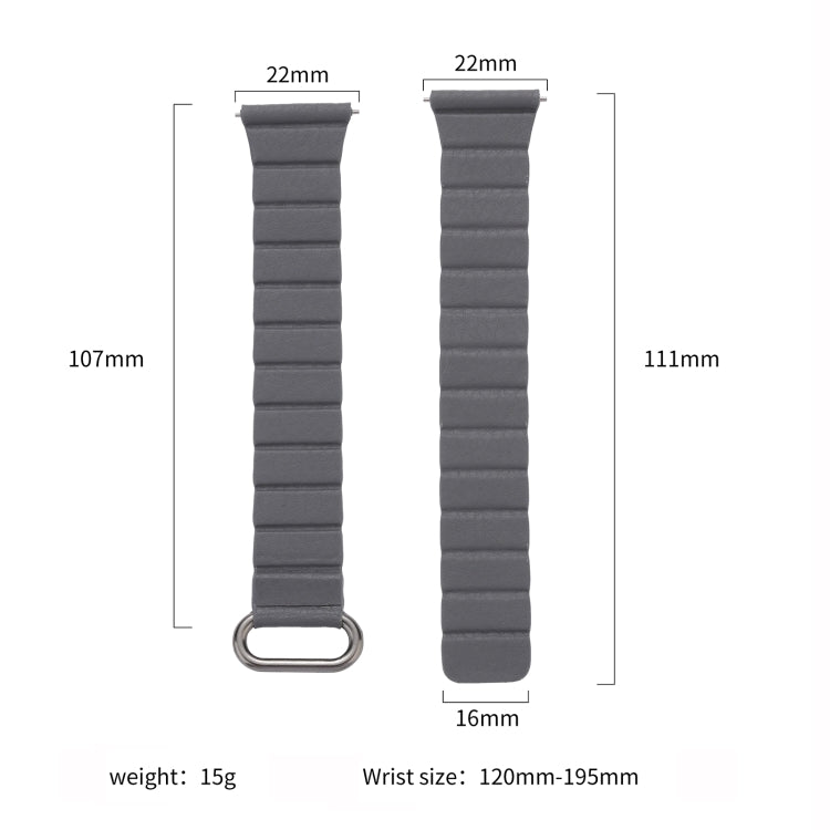 22mm Magnetic Buckle Leather Watch Band