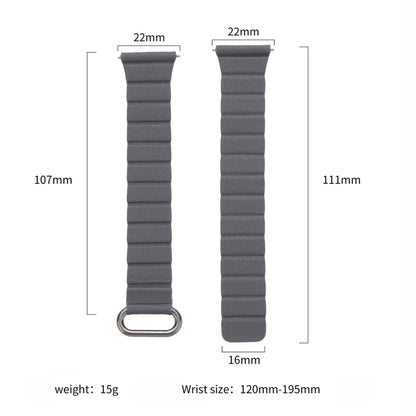 22mm Magnetic Buckle Leather Watch Band