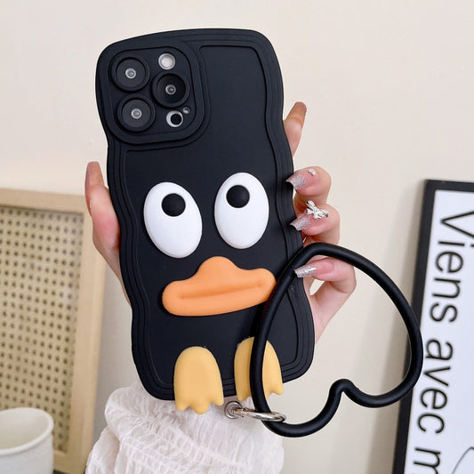 Wave Edge Big Duck Silicone Phone Case with Wristband, For iPhone 14, For iPhone 14 Plus, For iPhone 14 Pro, For iPhone 14 Pro Max, For iPhone 13 mini, For iPhone 13, For iPhone 13 Pro, For iPhone 13 Pro Max, For iPhone 12