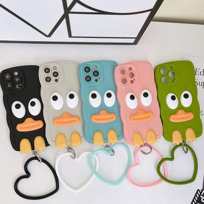 Wave Edge Big Duck Silicone Phone Case with Wristband, For iPhone 12 Pro, For iPhone 12 Pro Max, For iPhone 11, For iPhone 11 Pro, For iPhone 11 Pro Max