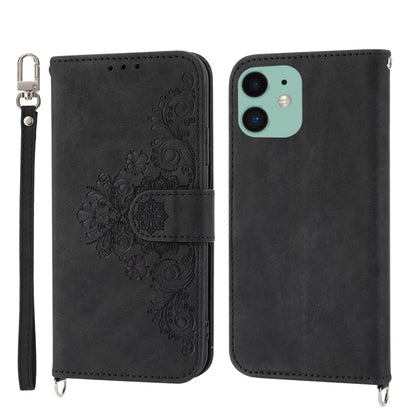 Skin-feel Flowers Embossed Wallet Leather Phone Case