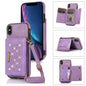 Three-fold RFID Leather Phone Case with Lanyard, For iPhone XS, For iPhone XS Max, For Samsung Galaxy A12, For Samsung Galaxy A13 4G/A13 5G, For Samsung Galaxy A51 4G, For Samsung Galaxy A53 5G, For Samsung Galaxy A52 5G/A52s 5G������������������������...