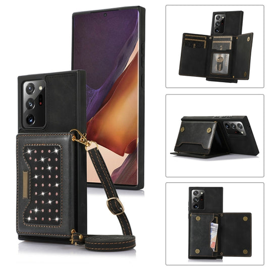 Three-fold RFID Leather Phone Case with Lanyard, For Samsung Galaxy Note20 Ultra, For Samsung Galaxy S20, For Samsung Galaxy S20+, For Samsung Galaxy S20 FE, For Samsung Galaxy S21, For Samsung Galaxy S22, For Samsung Galaxy S21 Ultra������������������...