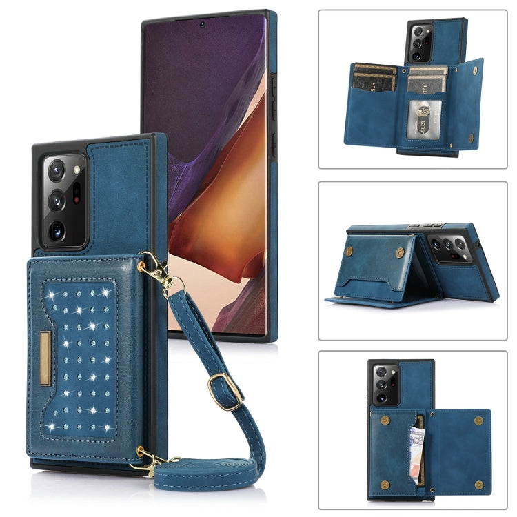 Three-fold RFID Leather Phone Case with Lanyard, For Samsung Galaxy Note20 Ultra, For Samsung Galaxy S20, For Samsung Galaxy S20+, For Samsung Galaxy S20 FE, For Samsung Galaxy S21, For Samsung Galaxy S22, For Samsung Galaxy S21 Ultra������������������...