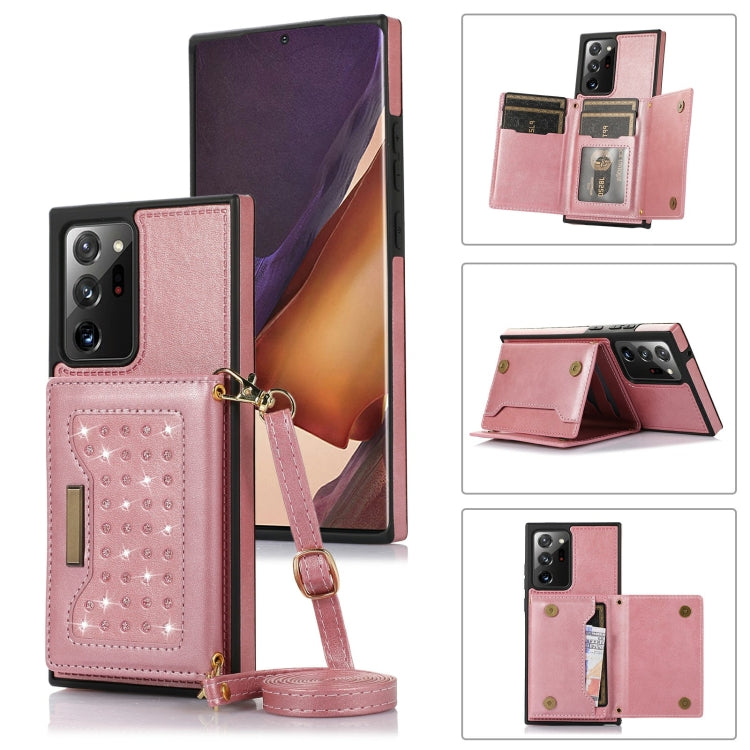 Three-fold RFID Leather Phone Case with Lanyard, For Samsung Galaxy Note20 Ultra, For Samsung Galaxy S20, For Samsung Galaxy S20+, For Samsung Galaxy S20 FE, For Samsung Galaxy S21, For Samsung Galaxy S22, For Samsung Galaxy S21 Ultra������������������...