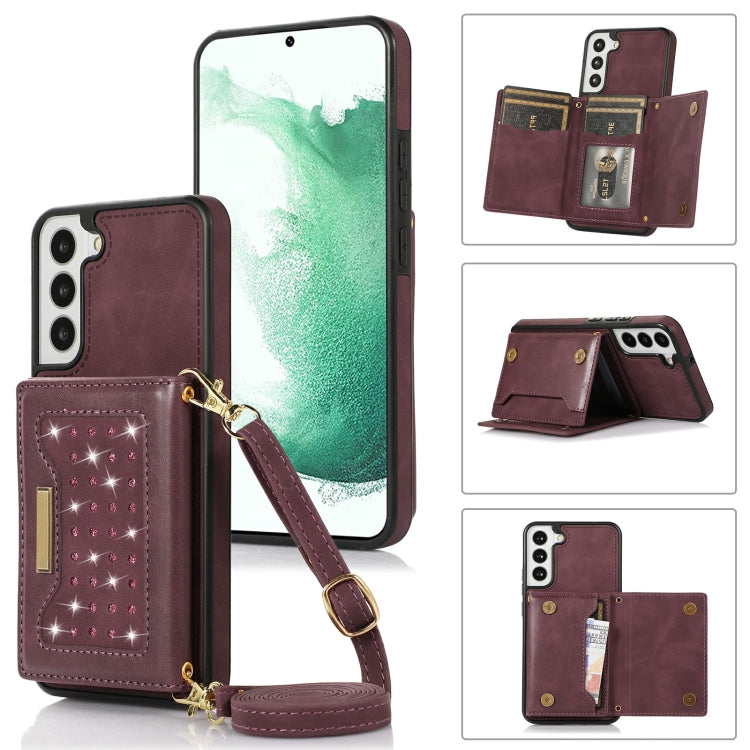 Three-fold RFID Leather Phone Case with Lanyard, For Samsung Galaxy Note20 Ultra, For Samsung Galaxy S20, For Samsung Galaxy S20+, For Samsung Galaxy S20 FE, For Samsung Galaxy S21, For Samsung Galaxy S22, For Samsung Galaxy S21 Ultra������������������...