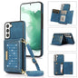 Three-fold RFID Leather Phone Case with Lanyard, For Samsung Galaxy Note20 Ultra, For Samsung Galaxy S20, For Samsung Galaxy S20+, For Samsung Galaxy S20 FE, For Samsung Galaxy S21, For Samsung Galaxy S22, For Samsung Galaxy S21 Ultra������������������...