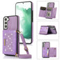 Three-fold RFID Leather Phone Case with Lanyard, For Samsung Galaxy Note20 Ultra, For Samsung Galaxy S20, For Samsung Galaxy S20+, For Samsung Galaxy S20 FE, For Samsung Galaxy S21, For Samsung Galaxy S22, For Samsung Galaxy S21 Ultra������������������...