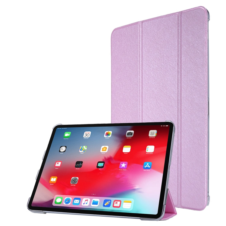 TPU Silk Texture Three-fold Horizontal Flip Leather Case with Holder