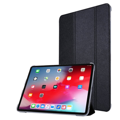 TPU Silk Texture Three-fold Horizontal Flip Leather Case with Holder