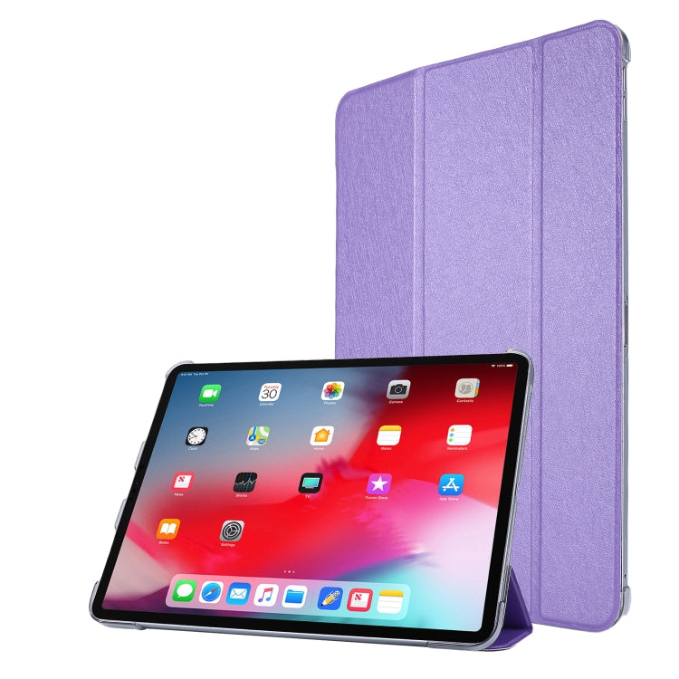 TPU Silk Texture Three-fold Horizontal Flip Leather Case with Holder