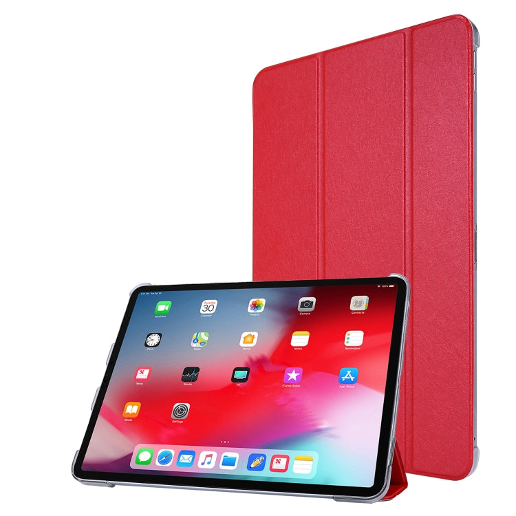 TPU Silk Texture Three-fold Horizontal Flip Leather Case with Holder