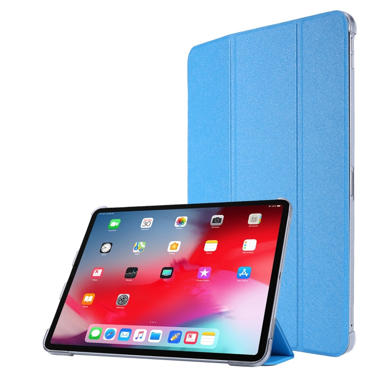 TPU Silk Texture Three-fold Horizontal Flip Leather Case with Holder