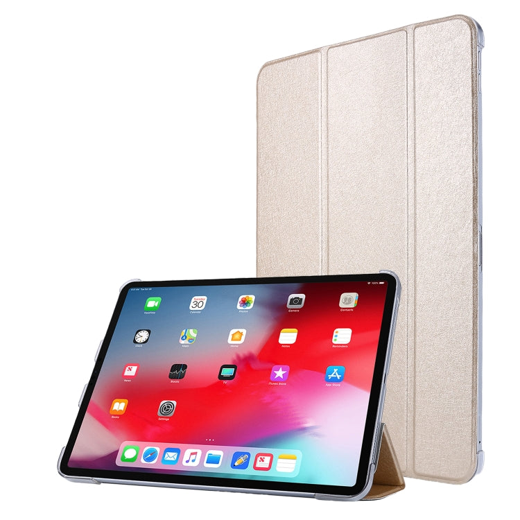 TPU Silk Texture Three-fold Horizontal Flip Leather Case with Holder
