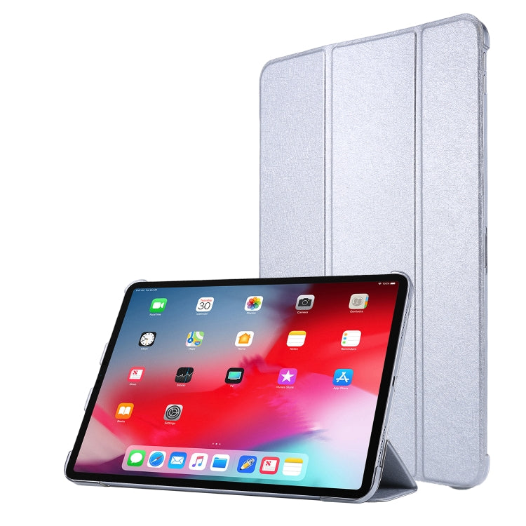 TPU Silk Texture Three-fold Horizontal Flip Leather Case with Holder