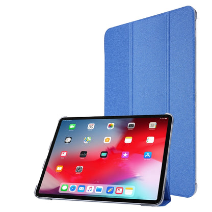 TPU Silk Texture Three-fold Horizontal Flip Leather Case with Holder