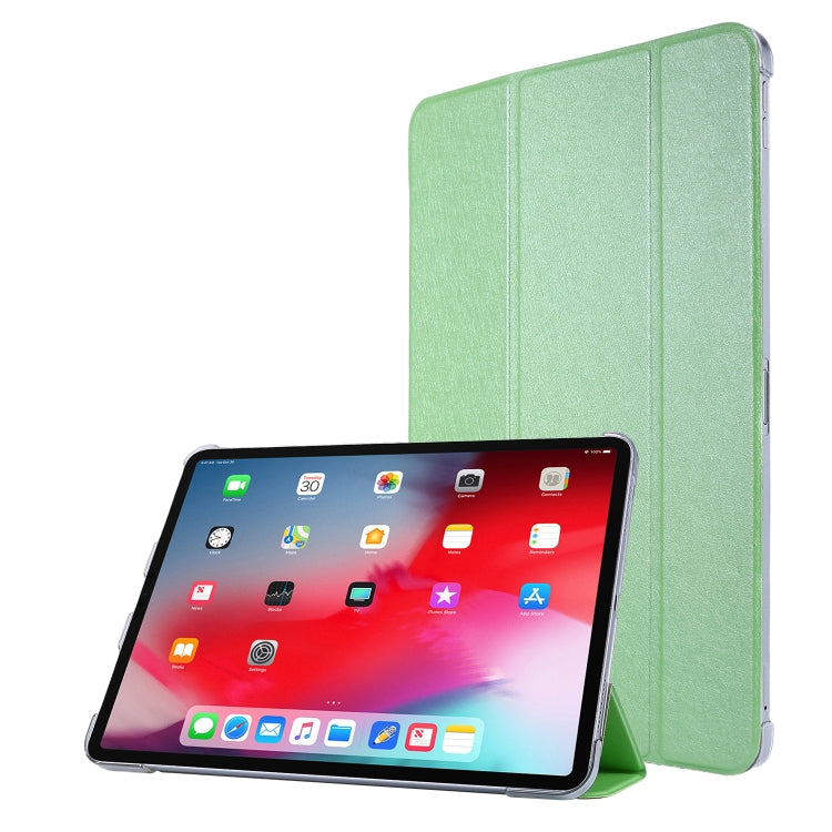 TPU Silk Texture Three-fold Horizontal Flip Leather Case with Holder