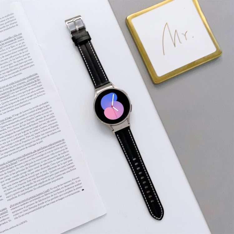 Grooved Genuine Leather Watch Band