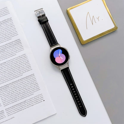 Grooved Genuine Leather Watch Band