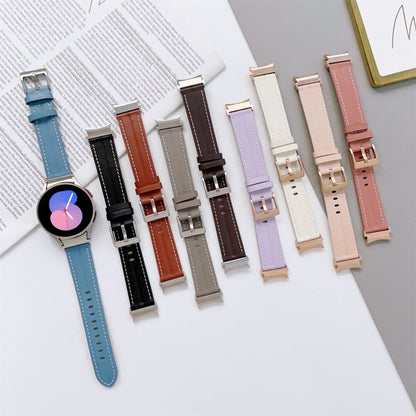 Grooved Genuine Leather Watch Band