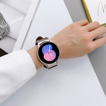 Grooved Genuine Leather Watch Band