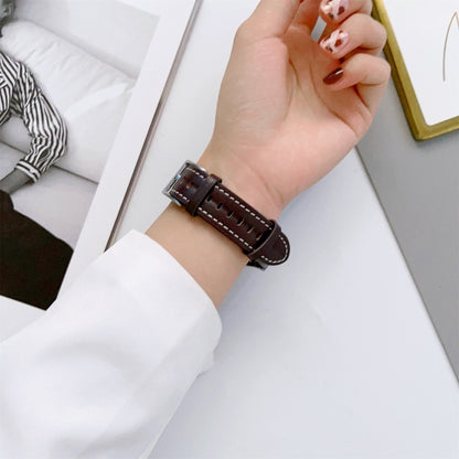 Grooved Genuine Leather Watch Band